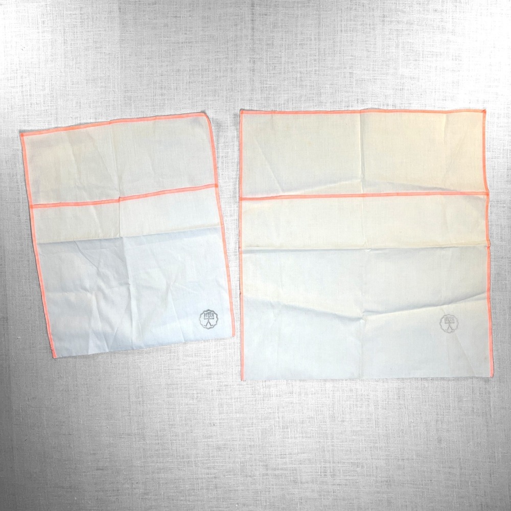 VTG NOA Cotton Pouch Dust Bags 2 White Neon Pink Trim Fabric Envelope Organizers